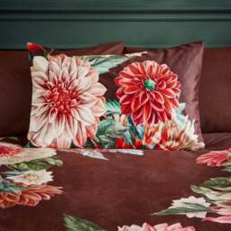 Allouise Floral Brown Luxury Velvet Duvet Cover and Pillowcase Set - thumbnail 2
