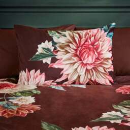 Allouise Floral Brown Luxury Velvet Duvet Cover and Pillowcase Set - thumbnail 4