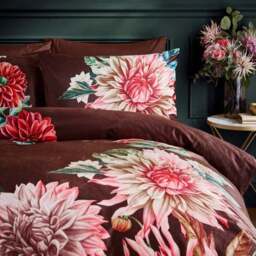 Allouise Floral Brown Luxury Velvet Duvet Cover and Pillowcase Set - thumbnail 3