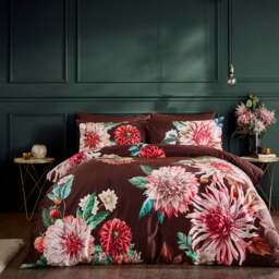 Allouise Floral Brown Luxury Velvet Duvet Cover and Pillowcase Set - thumbnail 1