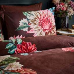 Allouise Floral Brown Luxury Velvet Duvet Cover and Pillowcase Set - thumbnail 6