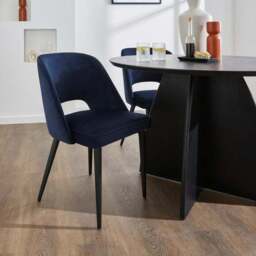 Effy 4 Seater Round Dining Table with 4 Lillia Navy Velvet Dining Chairs - thumbnail 2