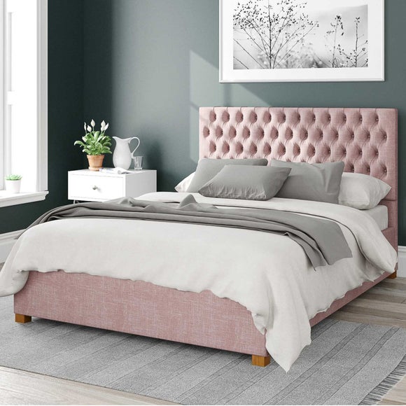 Monroe Pure Pastel Cotton Ottoman Bed Frame - image 1