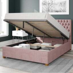 Monroe Pure Pastel Cotton Ottoman Bed Frame - thumbnail 2