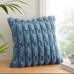 Bianca Carved Faux Fur Square Cushion - thumbnail 1