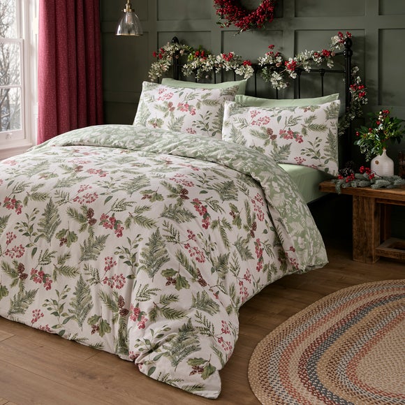 Winter Sprigs 100% Cotton Duvet Cover & Pillowcase Set - image 1