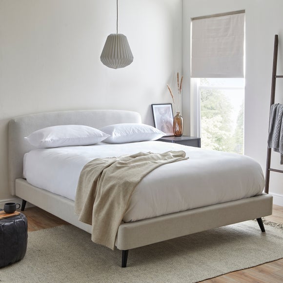 Modern Curved Upholstered Bed Frame, Small Double Grey