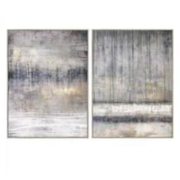 Set of 2 Cedar & Sage Torrent Abstract Framed Canvases - thumbnail 3