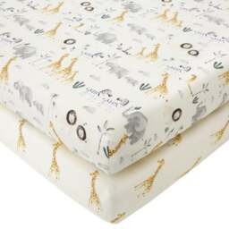 Safari Natural 100% Cotton Pack of 2 Fitted Sheets - thumbnail 1