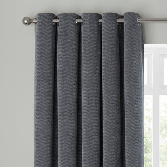 Soft Chenille Herringbone Eyelet Curtains - image 1