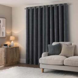 Soft Chenille Herringbone Eyelet Curtains - thumbnail 4