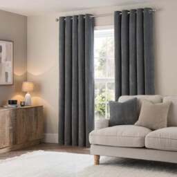 Soft Chenille Herringbone Eyelet Curtains - thumbnail 2