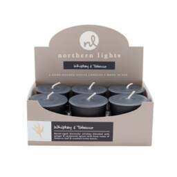Northern Lights Set of 6 Whiskey and Tobacco Votive Candles - thumbnail 1