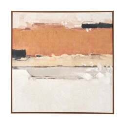 White & Terracotta Abstract Oak Effect Framed Canvas - thumbnail 4