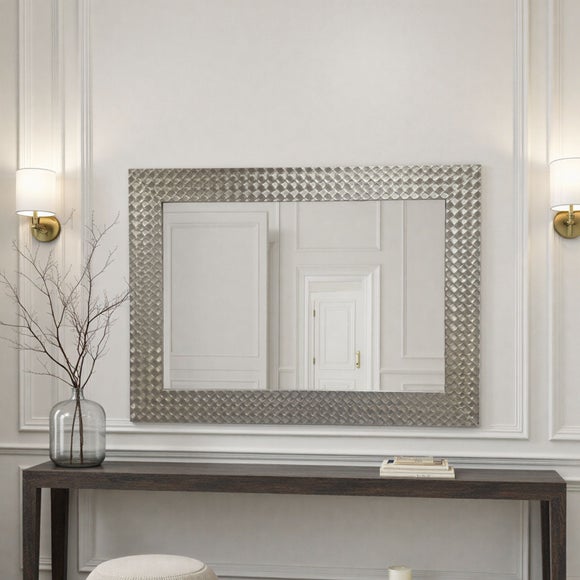 Yearn Hammered Frame Bevelled Rectangle Wall Mirror - image 1