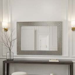 Yearn Hammered Frame Bevelled Rectangle Wall Mirror - thumbnail 1