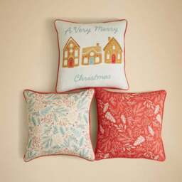Set of 3 Traditional Christmas Square Cushion Covers - thumbnail 3