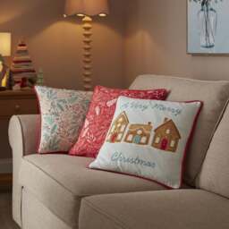 Set of 3 Traditional Christmas Square Cushion Covers - thumbnail 1