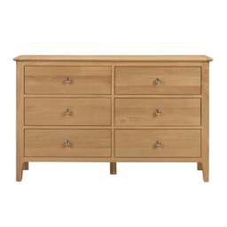 Cotswold Wide 6 Drawer Chest, Oak - thumbnail 1