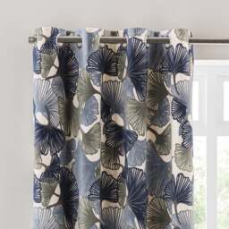 Gingko Cut Velvet Eyelet Curtains - thumbnail 1