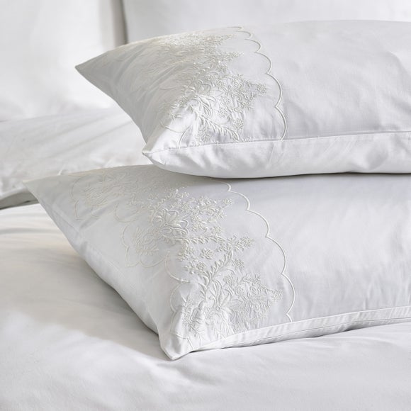 Dorma Coleton Broderie 100% Cotton Standard Pillowcase Pair - image 1