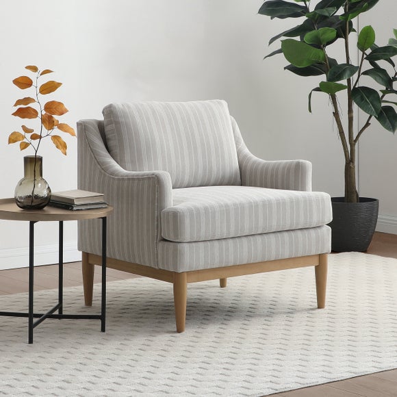 Zella Natural Striped Chenille Occasional Chair - image 1