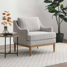Zella Natural Striped Chenille Occasional Chair - thumbnail 1