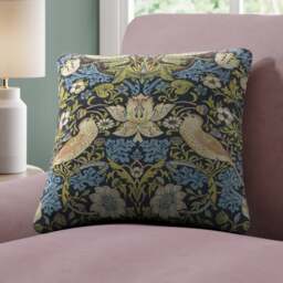 William Morris At Home Strawberry Thief 100% Cotton Made To Order Cushion Cover - thumbnail 1