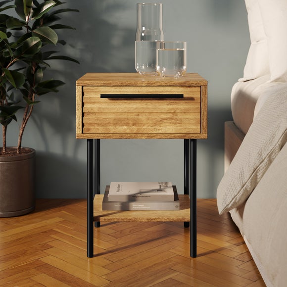Bryant 1 Drawer Bedside Table, Mango Wood Effect - image 1