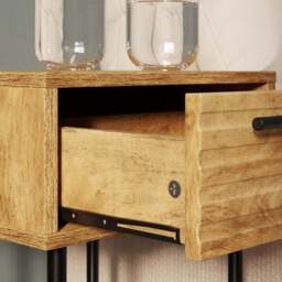Bryant 1 Drawer Bedside Table, Mango Wood Effect - thumbnail 2