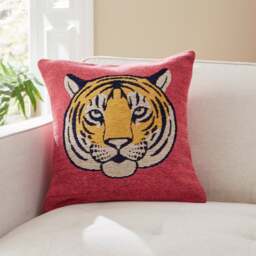 Woven Chenille Tiger Cushion - thumbnail 1