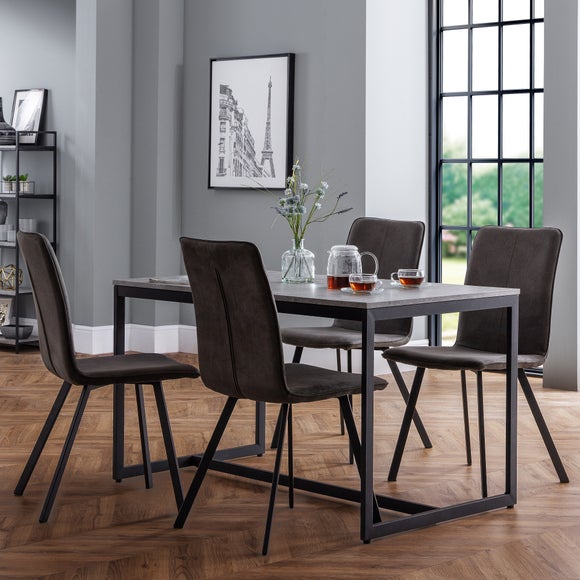 Staten 4 Seater Rectangular Dining Table with 4 Monroe Chairs, Grey - image 1
