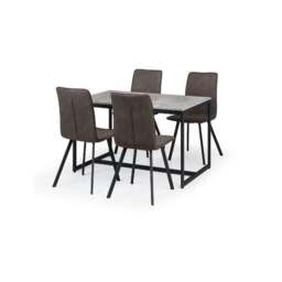 Staten 4 Seater Rectangular Dining Table with 4 Monroe Chairs, Grey - thumbnail 2
