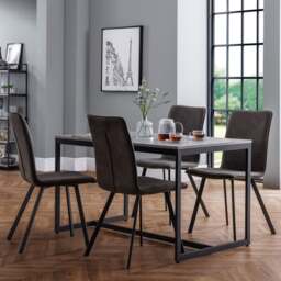 Staten 4 Seater Rectangular Dining Table with 4 Monroe Chairs, Grey