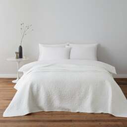 Bloom Floral White Quilted Bedspread - thumbnail 1