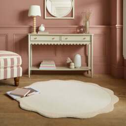 Bonnie Scallop Border Wool Round Rug - thumbnail 1