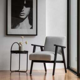 Natori Linen Wooden Arm Accent Chair - thumbnail 2