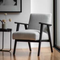 Natori Linen Wooden Arm Accent Chair - thumbnail 1