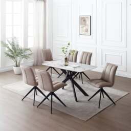 Indus Valley Aura Dining Table With 6 Aura Chairs - thumbnail 1