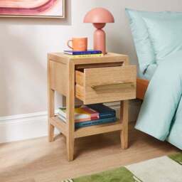Holden 1 Drawer Bedside Table, Oak - thumbnail 2