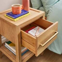 Holden 1 Drawer Bedside Table, Oak - thumbnail 3