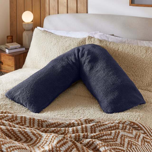 Dunelm Teddy Bear Navy Blue V Shaped Pillowcase Teddy Navy