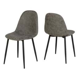 Athens 4 Seater Round Dining Table with 4 Chairs, Grey Concrete Effect - thumbnail 5
