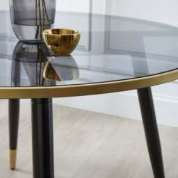 Sylvia 4 Seater Round Dining Table, Black & Smoked Glass - thumbnail 2
