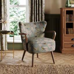 Eliza Flatweave Arboretum Print Wooden Armchair - thumbnail 1