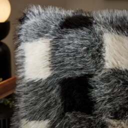 Buffalo Check Fur Square Cushion - thumbnail 2