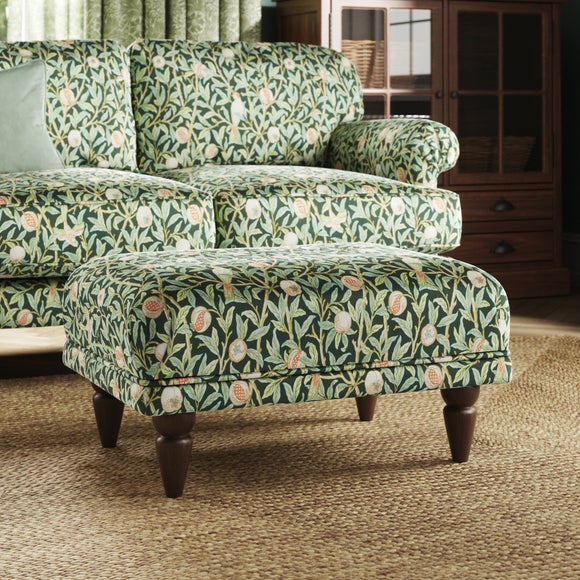 Jolene William Morris Bird & Pomegranate Print Velvet Footstool - image 1