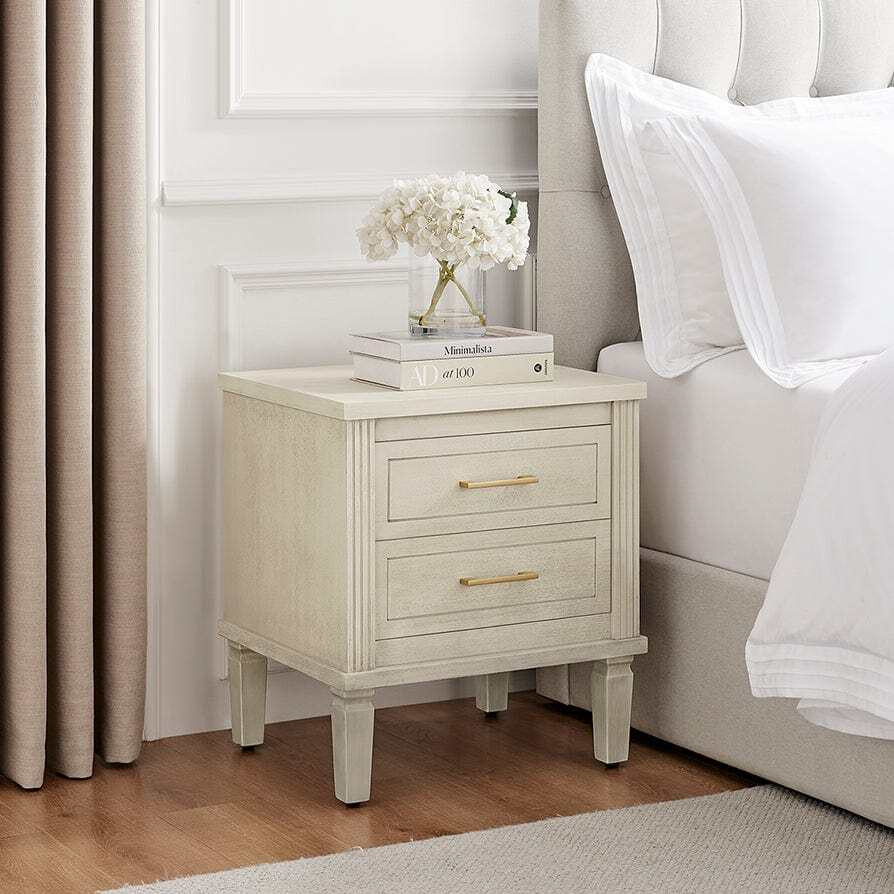 DUSK Sienna 2 Drawer Bedside Table - Natural/Gold