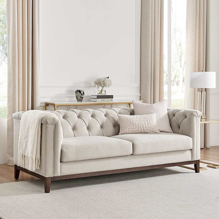 DUSK Chesterfield 3 Seater Sofa - Stone