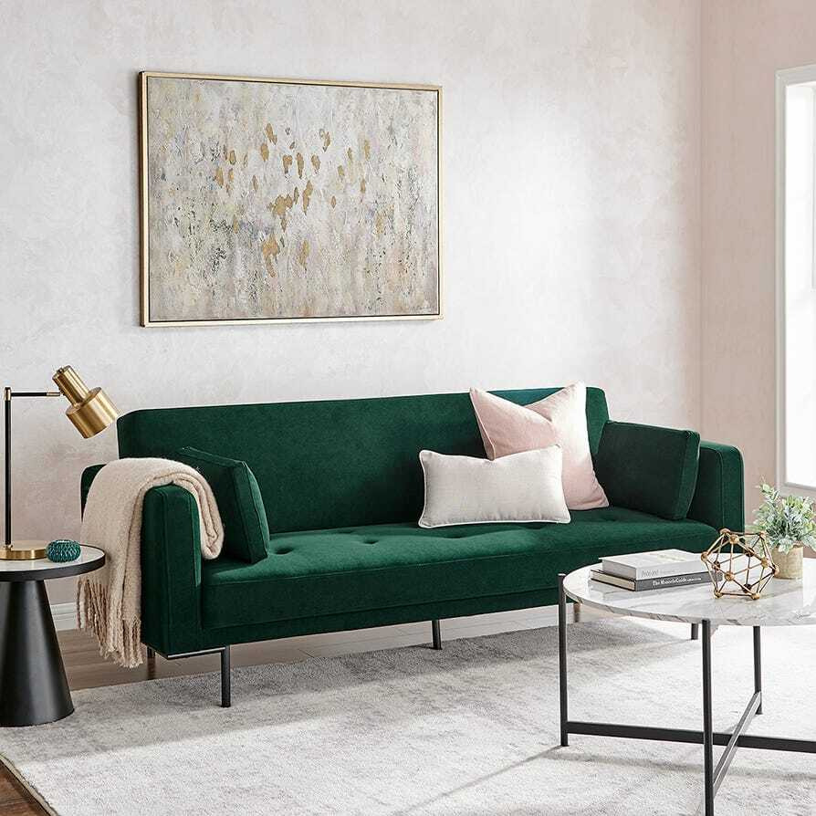 Hudson Click Clack Sofa Bed Matte Velvet Forest Green